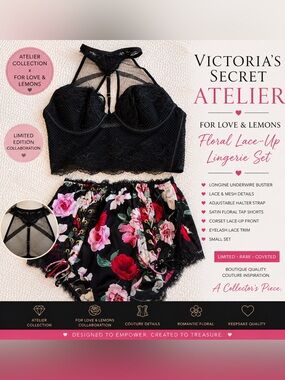 NWT Victoria’s Secret Atelier x For Love & Lemons Silk Floral Bloomers Set